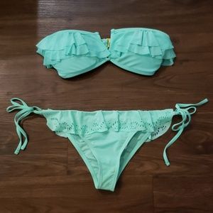 Forever 21 Swim - Forever 21 bikini swimsuit mint green ruffle small Forever 21 Swim - Forever 21 bikini swimsuit mint green ruffle small